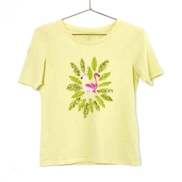 Talbots Petite • Sequin Embroidered Flamingo Tee - Picture 2 of 8